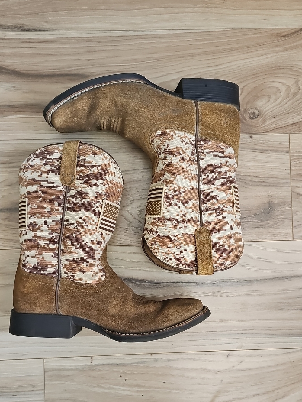 Ariat Kids Brown Tan Digital Camo Pull-On Boots